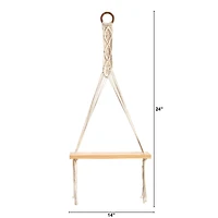 14" x 24" Handmade Macrame Wall Hanging with Wooden Shelf