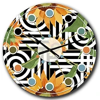 Designart 'Retro Floral Botanical Ii Mid-Century Modern Wall Clock