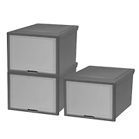 Iris® Gray Deep Box Chest With Sliding Door, 3 Pack