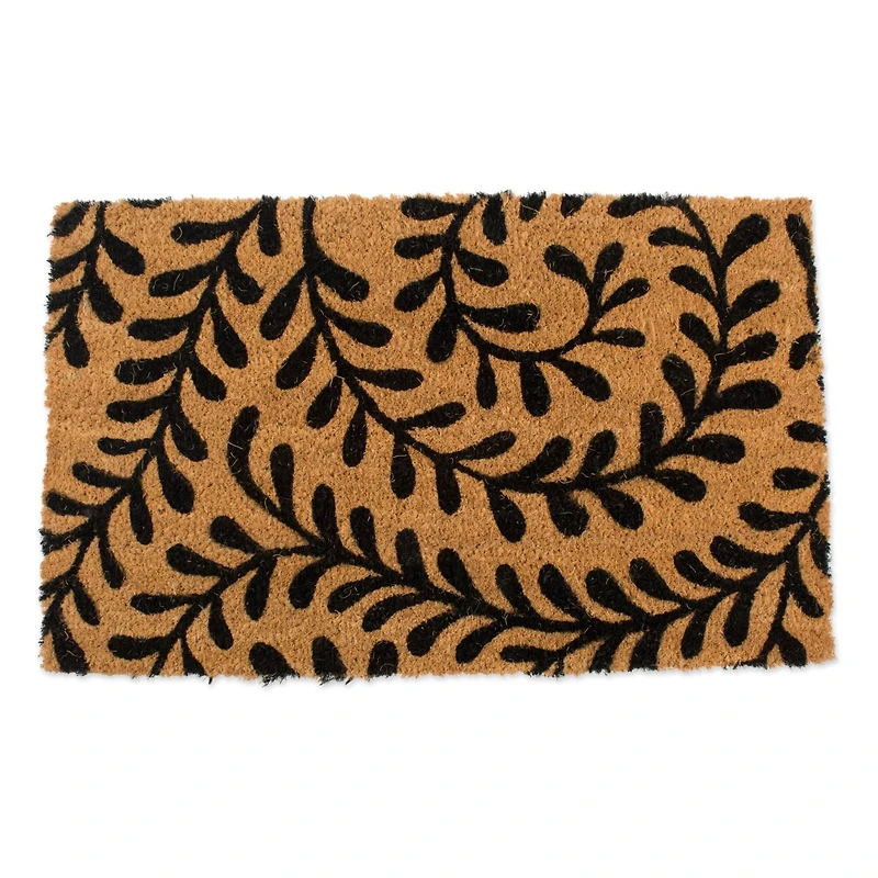 DII® J&M Black Ferns Vinyl Back Coir Doormat