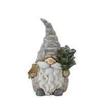 Pine Tree Trunk Gnome with Wreath Accent Set, 8.5" & 9.75"