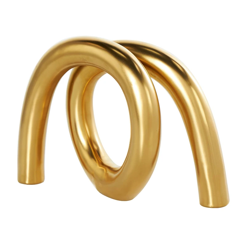 12" Gold Ceramic Abstract Rounded Loop Sculpture