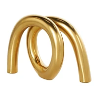 12" Gold Ceramic Abstract Rounded Loop Sculpture