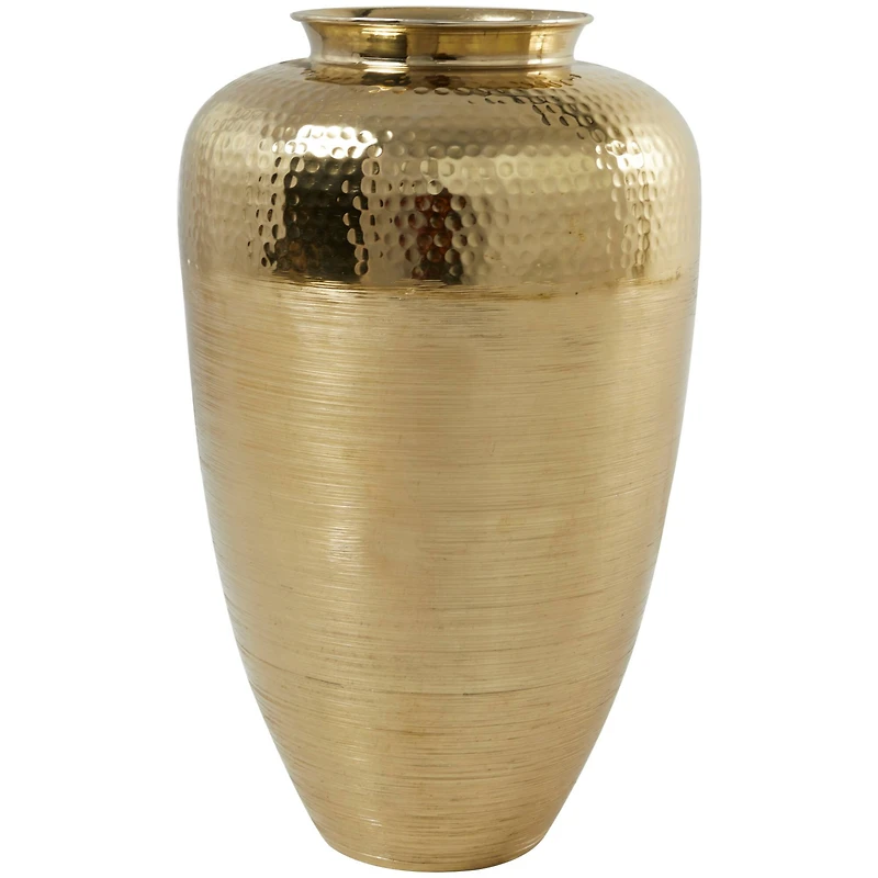 20" Gold Aluminum Brushed Vase with Hammered Top