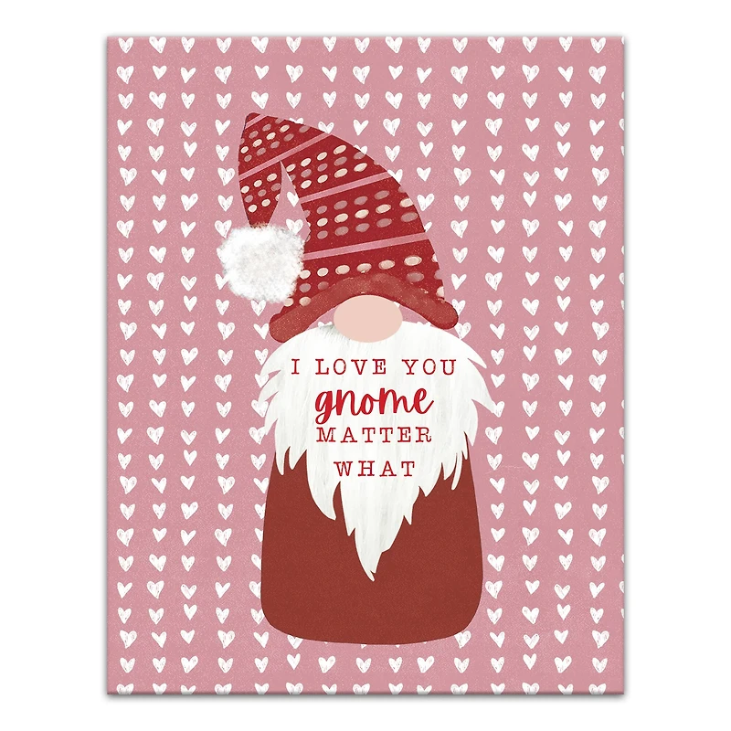 Cute Gnome On Hearts Canvas Wall Art