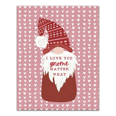 Cute Gnome On Hearts Canvas Wall Art
