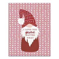 Cute Gnome On Hearts Canvas Wall Art