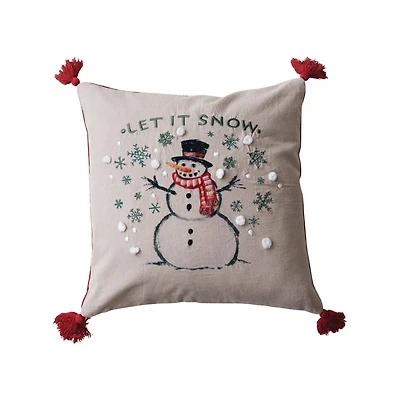 Hello Honey® 18" Let it Snow Square Cotton Printed Accent Pillow