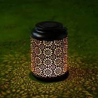 Glitzhome® 8.5" Flower Cutout Solar Powered Hanging Lantern