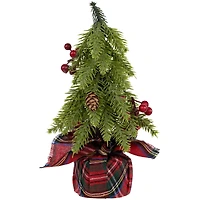 3 Pack 9" Unlit Mini Downswept Pine Artificial Christmas Tree