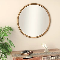 33" Brown Ribbed Wooden Wall Mirror