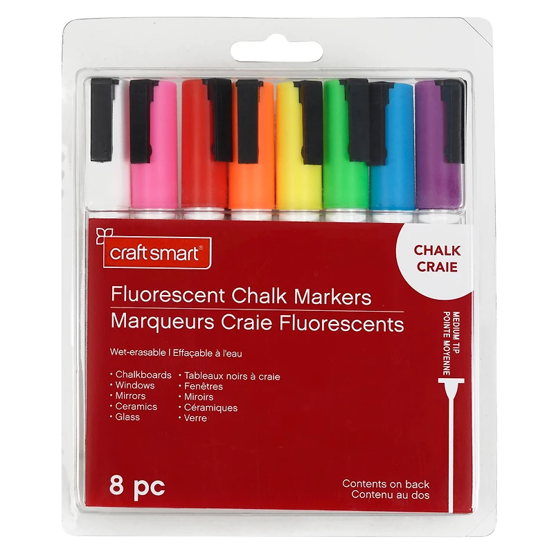 6 Packs: 8 ct. (48 total) Fluorescent Medium Tip Chalk Marker Set by Craft Smart®