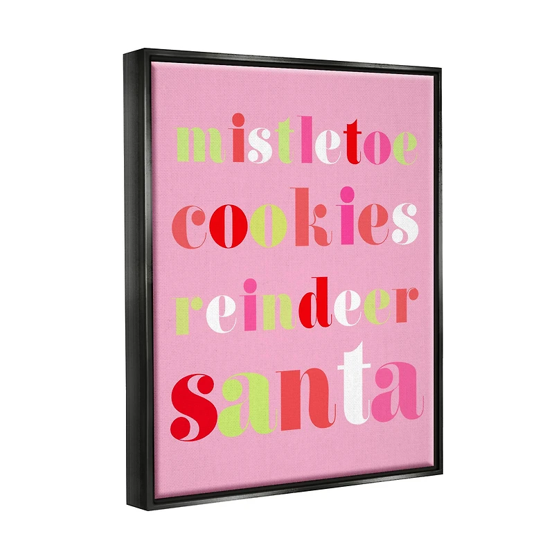 Stupell Industries Mistletoe Cookies Reindeer Santa Bold Framed Floater Canvas Wall Art