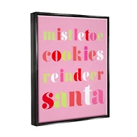 Stupell Industries Mistletoe Cookies Reindeer Santa Bold Framed Floater Canvas Wall Art