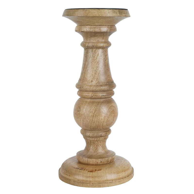 Wood Carved Pillar Candle Holder by Ashland