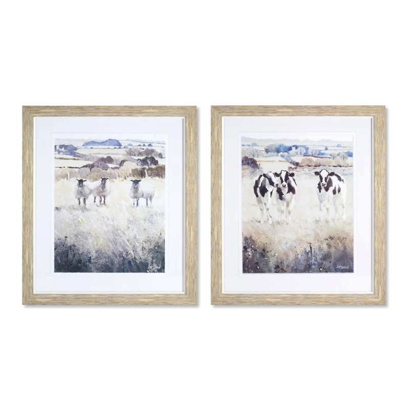 20.75" Farm Animal Print Wooden Frame Set