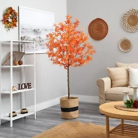 6ft. Artificial Autumn Maple Tree with Basket