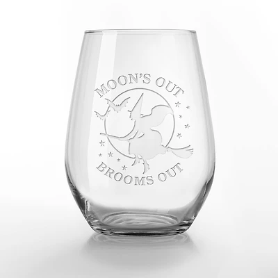 Moon's Out Brooms Out 15oz. Engraved Stemless Wine Glass