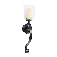 Black Iron Traditional Candle Wall Sconce, 27" x 9" x 7"
