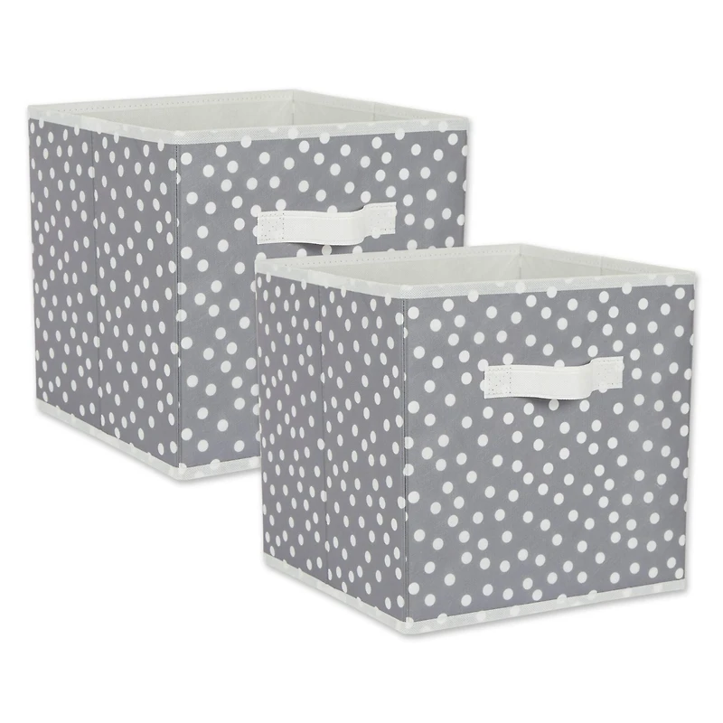 DII® 11" Gray & White Dots Storage Cube, 2ct.