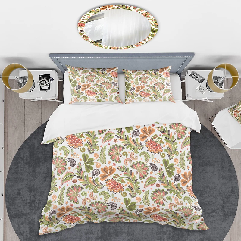 Designart 'Retro Fantasy Flowers I' Mid-Century Duvet Cover Set