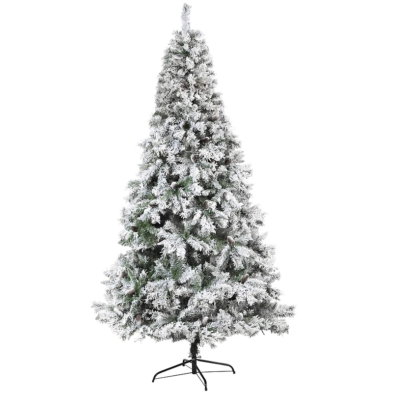 8ft. Unlit Flocked White River Mountain Pine & Pinecones Artificial Christmas Tree