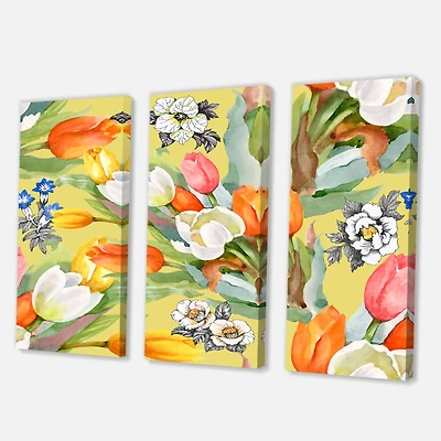 Designart - Blooming White and Orange Tulips I