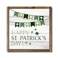 Happy St. Patrick's Day Banner Framed Wood Plaque