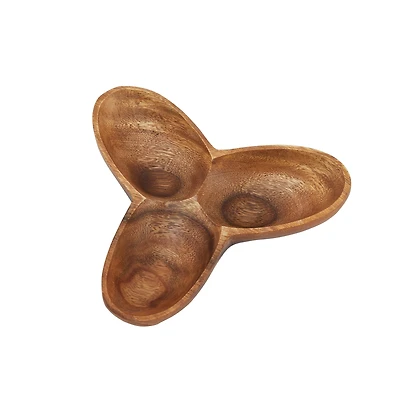Hello Honey® Natural Modern Acacia Wood Appetizer Bowl with 3 Compartments