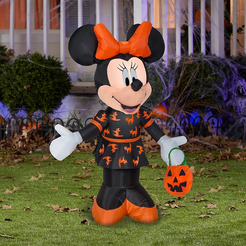 3.5ft. Airblown® Inflatable Disney Halloween Minnie in Black & Orange Dress