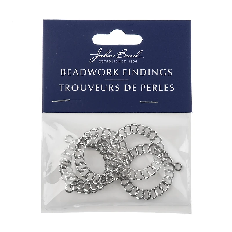 John Bead 32mm Silver Chain Circle Beadwork Pendants, 5ct.
