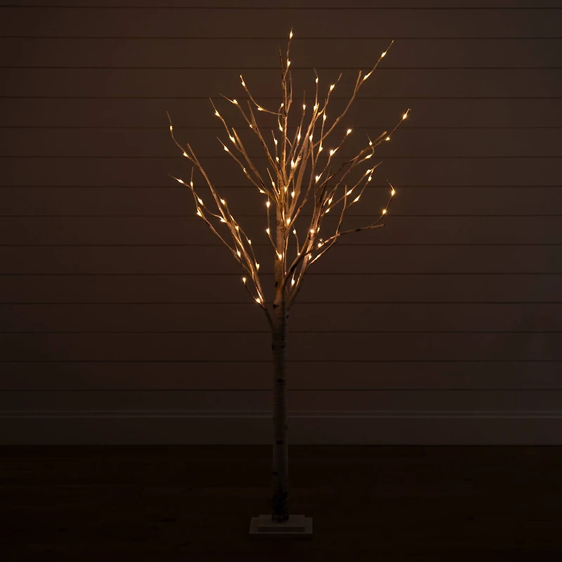 5ft. Pre-Lit Birch Artificial Christmas Tree, Warm White LED Lights