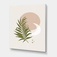 Designart - Abstract Sun and Moon With Green Leaf II