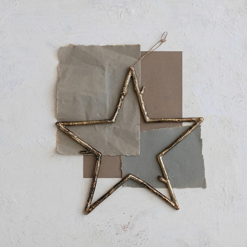 Hello Honey® 13" Antique Gold Twig Star Metal Ornament