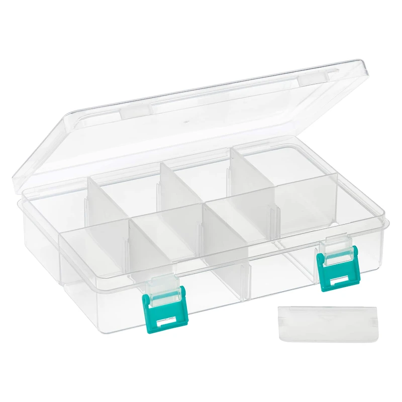 6 Pack: Clear & Turquoise 8-Compartment Storage Box by Bead Landing™