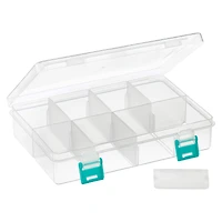 6 Pack: Clear & Turquoise 8-Compartment Storage Box by Bead Landing™