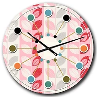 Designart 'Botanical Retro Design I Mid-Century Modern Wall Clock