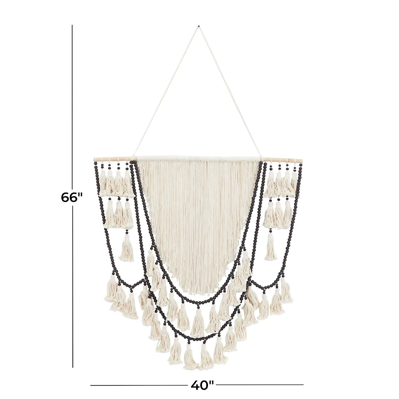 66" Traditional Macramé & Wood Wall Décor