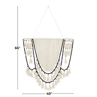 66" Traditional Macramé & Wood Wall Décor