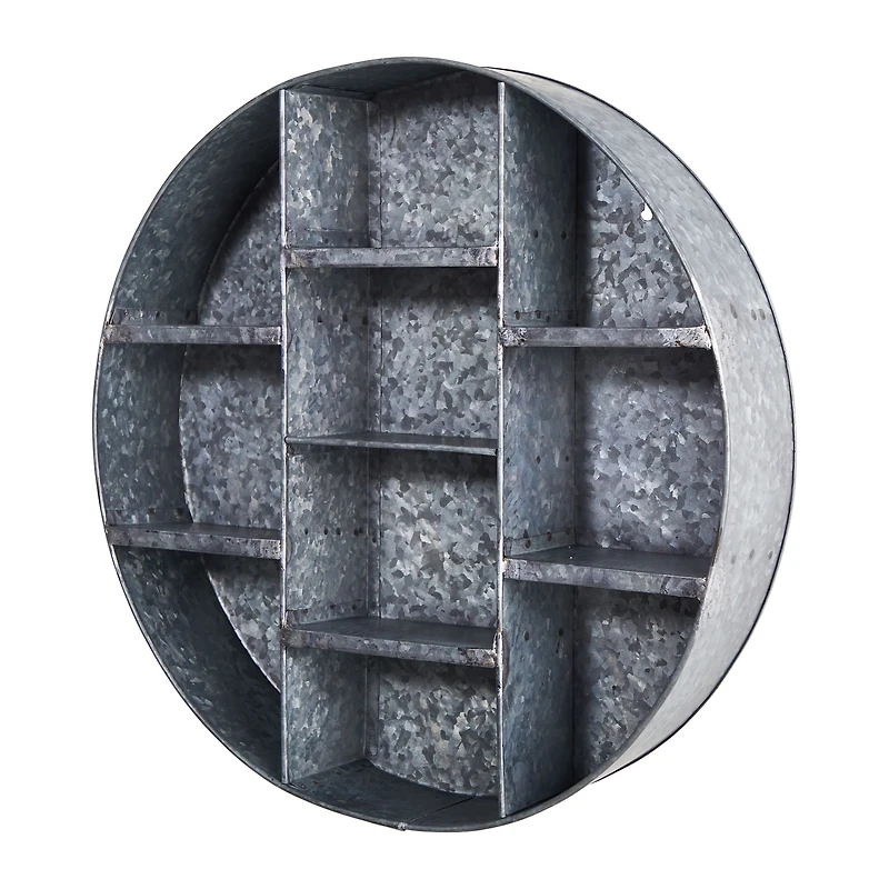 18" Galvanized Round Metal Wall Mounted Shelf System