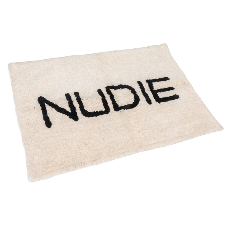 Hello Honey® 40" x 27" White & Black Cotton Tufted Nudie Bath Mat