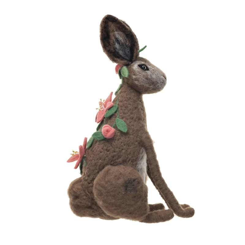 Hello Honey® 15.75" Flower Wool Rabbit Décor Accent