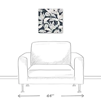 Navy Botanical Leaves Canvas Wall Art