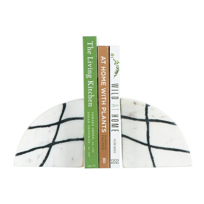 Hello Honey® 6" White & Black Marble Bookends Set