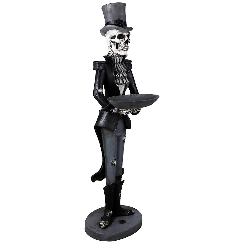 Skeleton Butler Holding Tray Halloween Figure - 4.5'