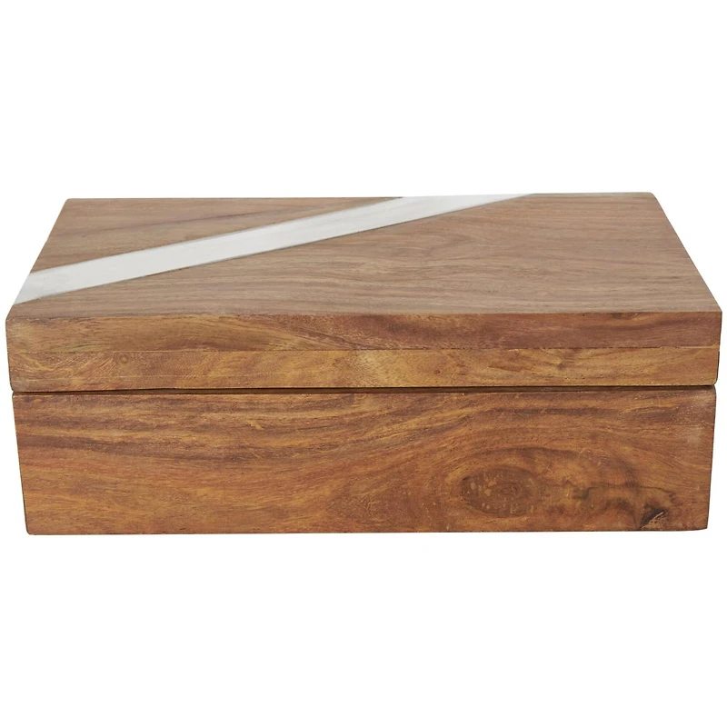 Brown Box Set with Silver Diagonal Stripes