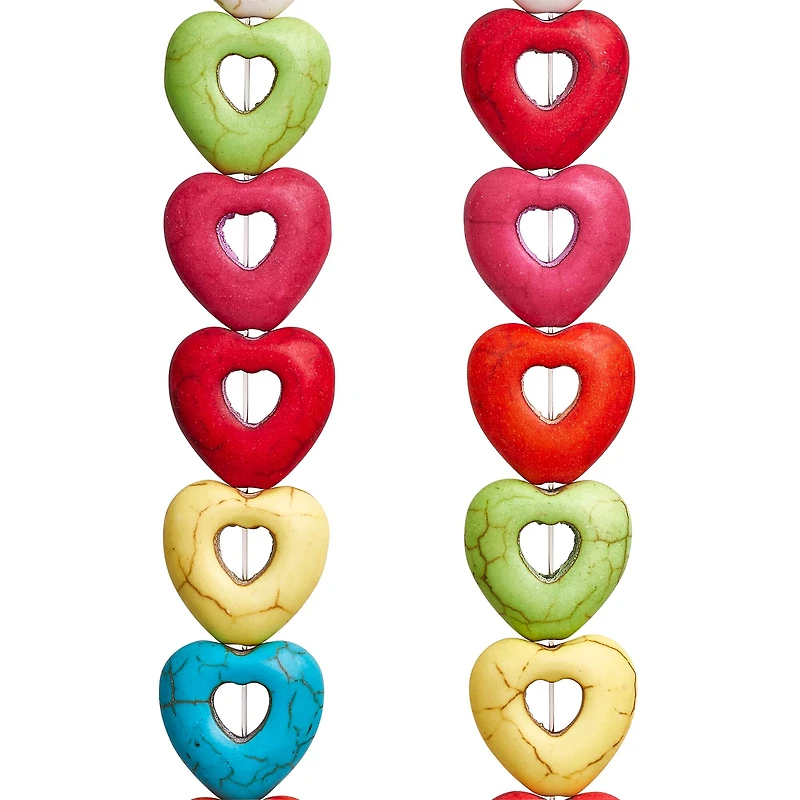 12 Pack: Reconstituted Stone Heart Beads, 15mm by Bead Landing™