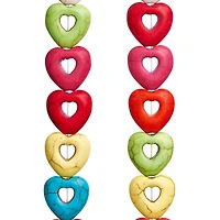 12 Pack:  Reconstituted Stone Heart Beads, 15mm by Bead Landing™