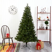 6ft. Pre-Lit Mount Hood Spruce Artificial Christmas Tree, Warm White LED Lights