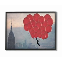 Stupell Industries Cityscape Girl Balloons Abstract Modern Collage Design in Frame Wall Art